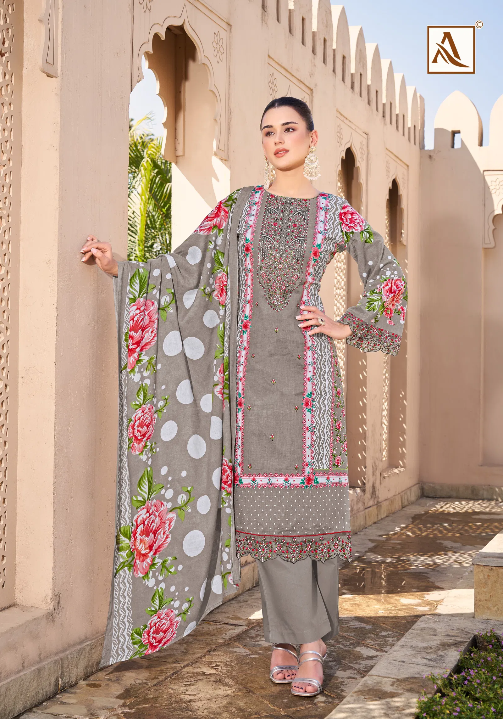 Qurbat 17 By Alok Suits Cambric Cotton Pakistani Dress Material Suppliers In India